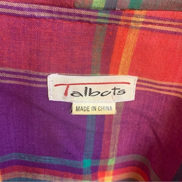 Talbots Women’s Raincoat Plaid Liner with Hood Size Medium - Picture 3 of 5